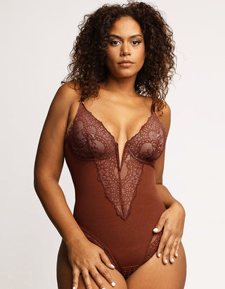 Tummy Controlling And Hip Lifting Breathable Lace Bodysuit
