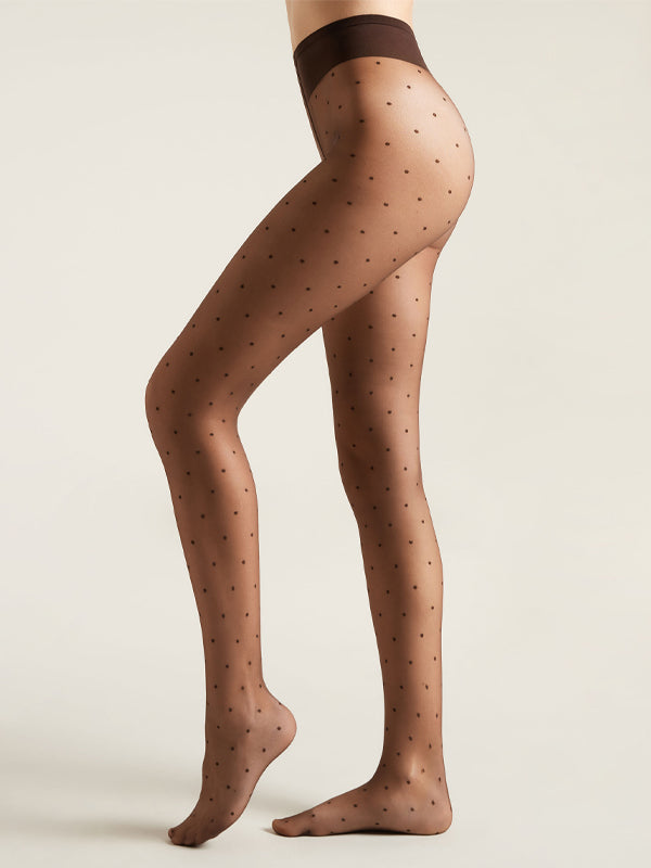 Brown Transparent Polka Dot Stockings