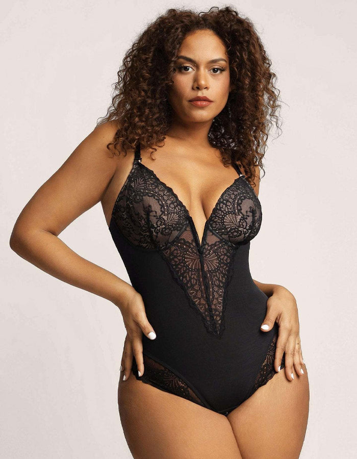 Tummy Controlling And Hip Lifting Breathable Lace Bodysuit