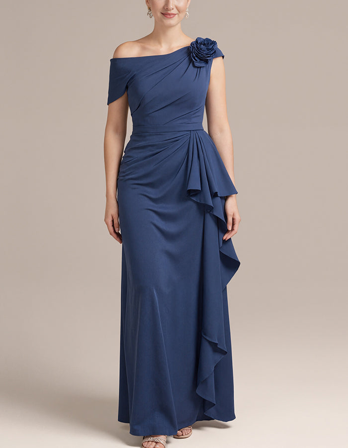 Robe maxi bleu foncé à fleurs 3D