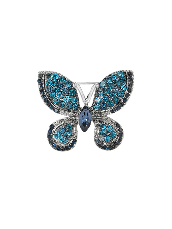 Broche exquisito de aleación con piedras de imitación en forma de mariposa