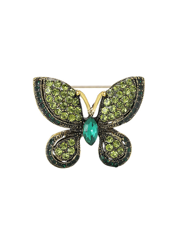 Broche exquisito de aleación con piedras de imitación en forma de mariposa