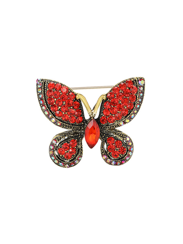 Broche exquisito de aleación con piedras de imitación en forma de mariposa