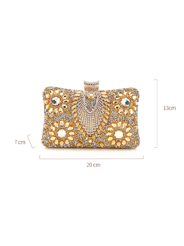 Clutch da sera con tracolla e spalla decorata con diamanti abbinabile a tutto