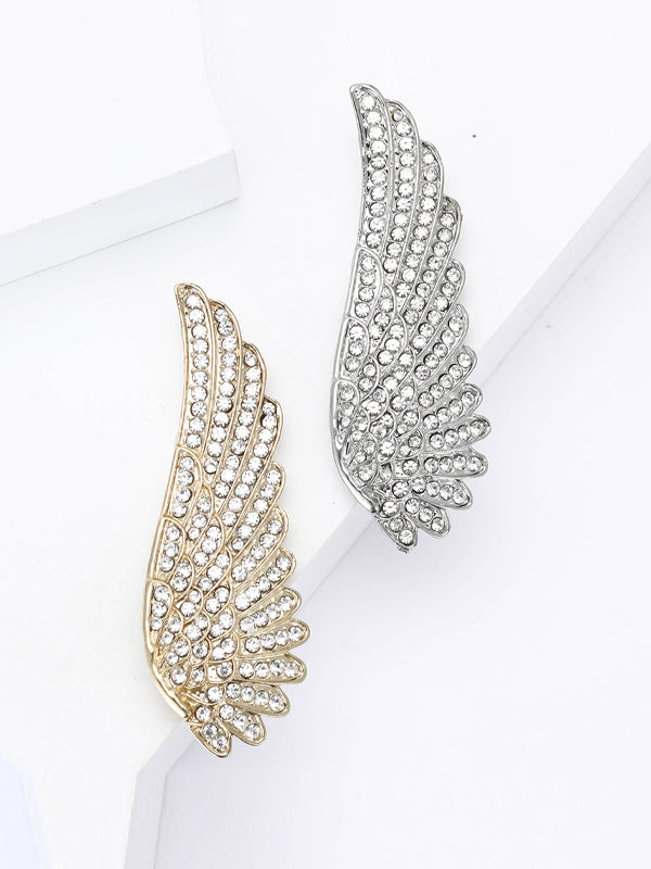 Spilla in lega con strass a forma di ali d'angelo