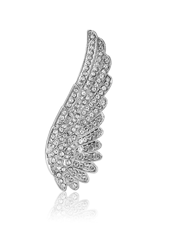 Spilla in lega con strass a forma di ali d'angelo