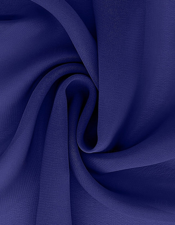Rochie maxi din chiffon cu gât rotund, mâneci lungi și pliuri