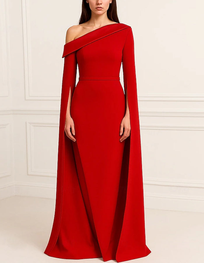 Vestido largo maxi de color sólido con escote off shoulder