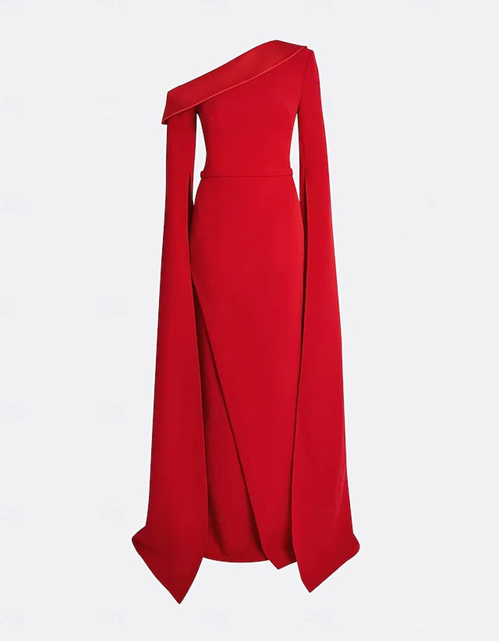 Vestido largo maxi de color sólido con escote off shoulder