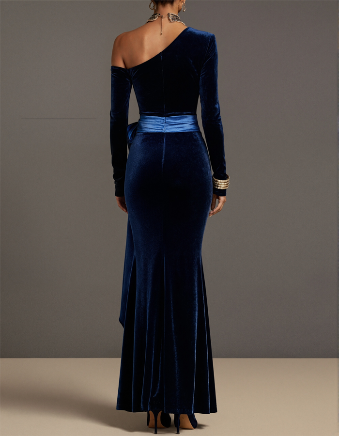 Robe longue moderne en velours satin