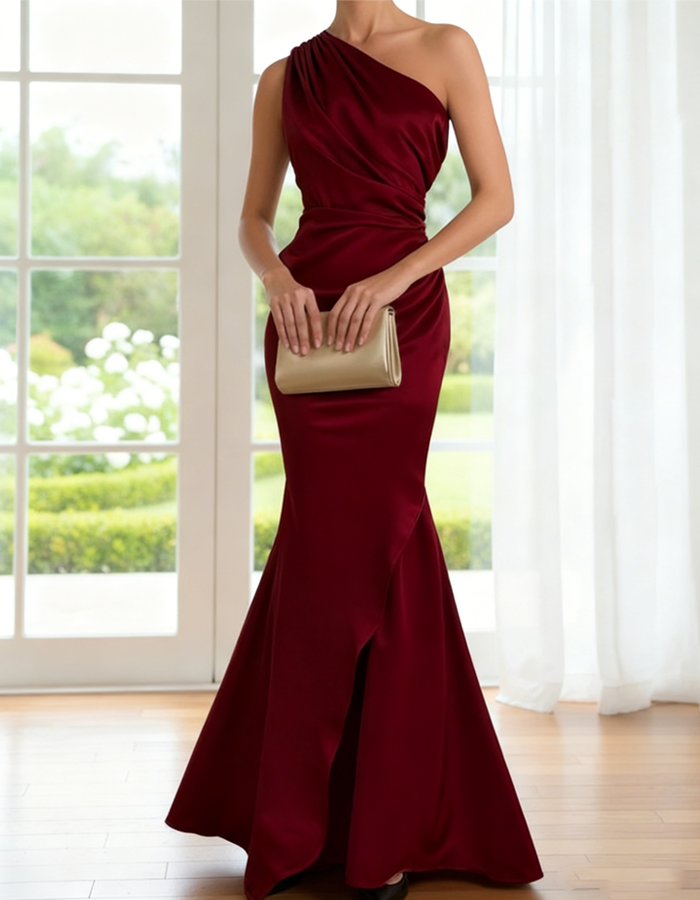 Rochie maxi formală cu un umăr gol