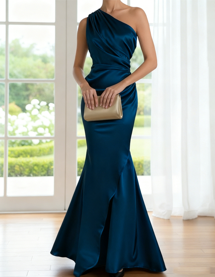 Rochie maxi formală cu un umăr gol