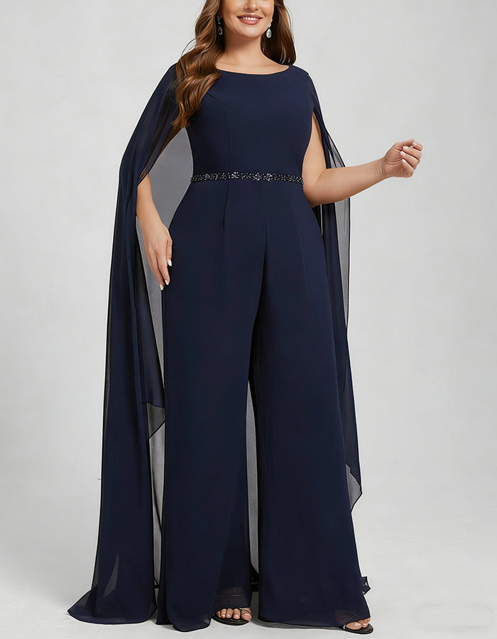 Tuta in chiffon blu reale con una spalla