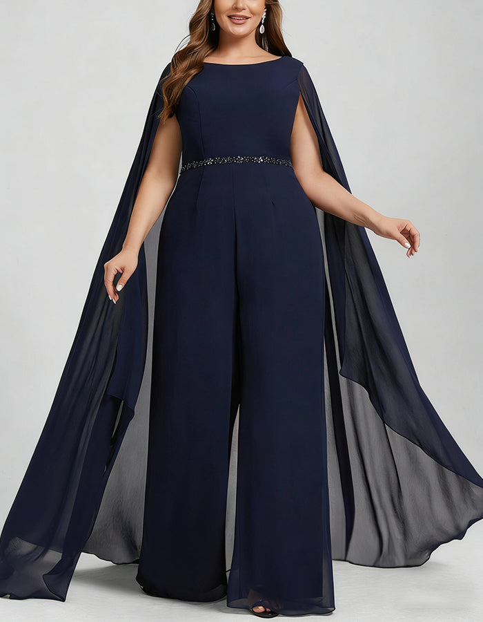Tuta in chiffon blu reale con una spalla