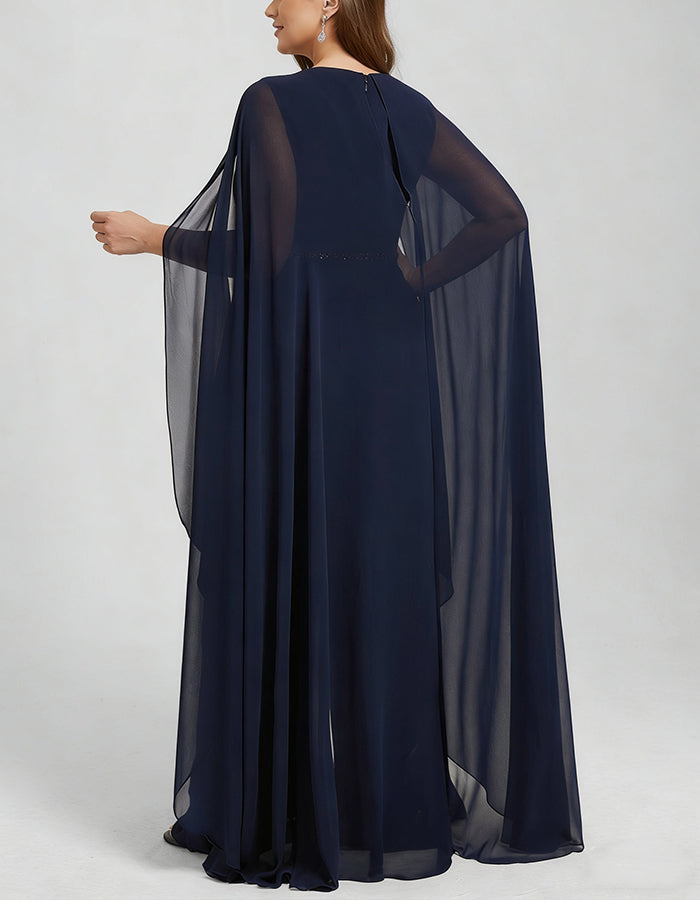 Tuta in chiffon blu reale con una spalla