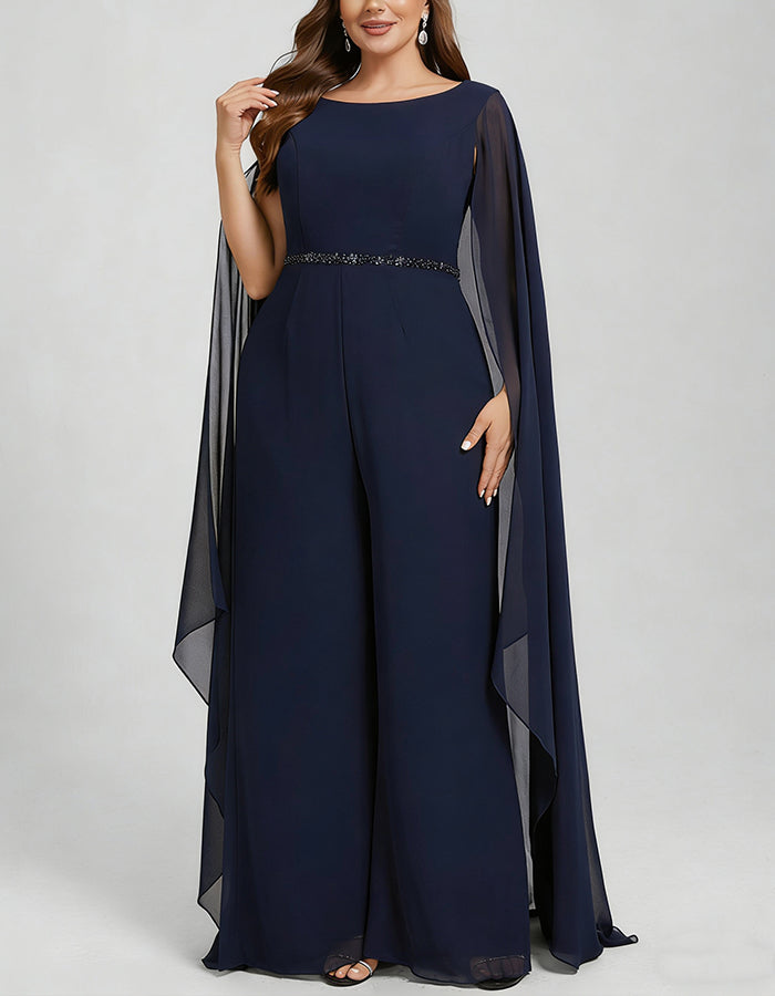 Tuta in chiffon blu reale con una spalla