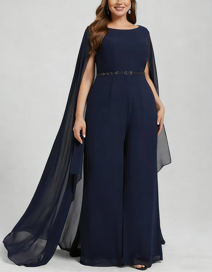 Tuta in chiffon blu reale con una spalla