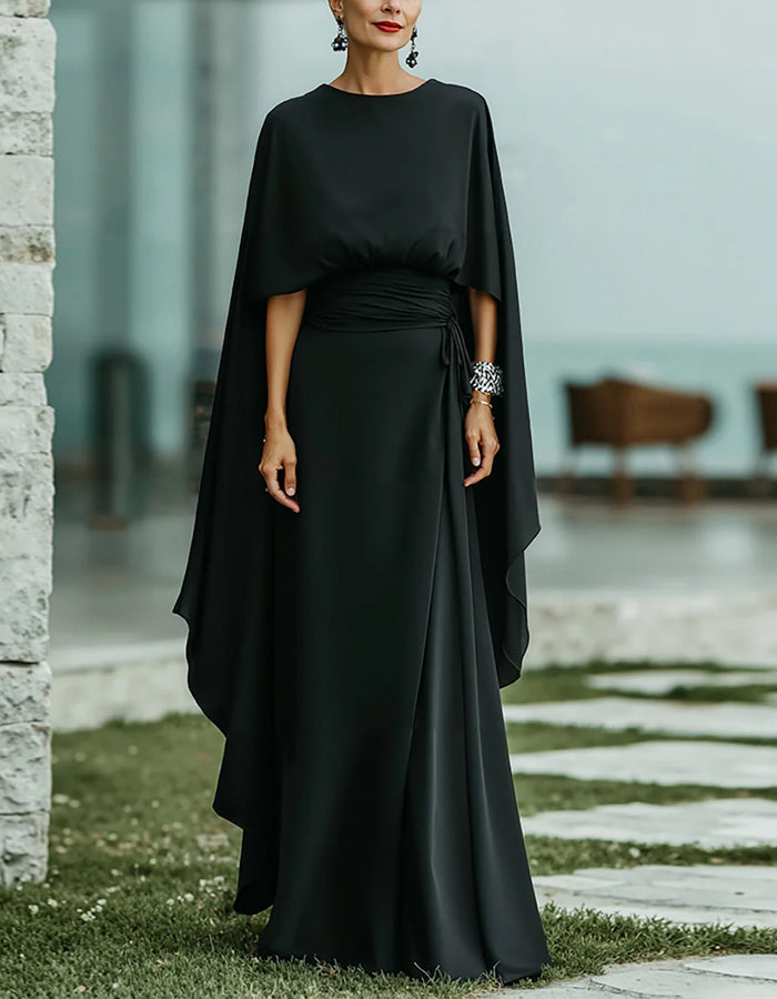 Rochie maxi neagră din satin