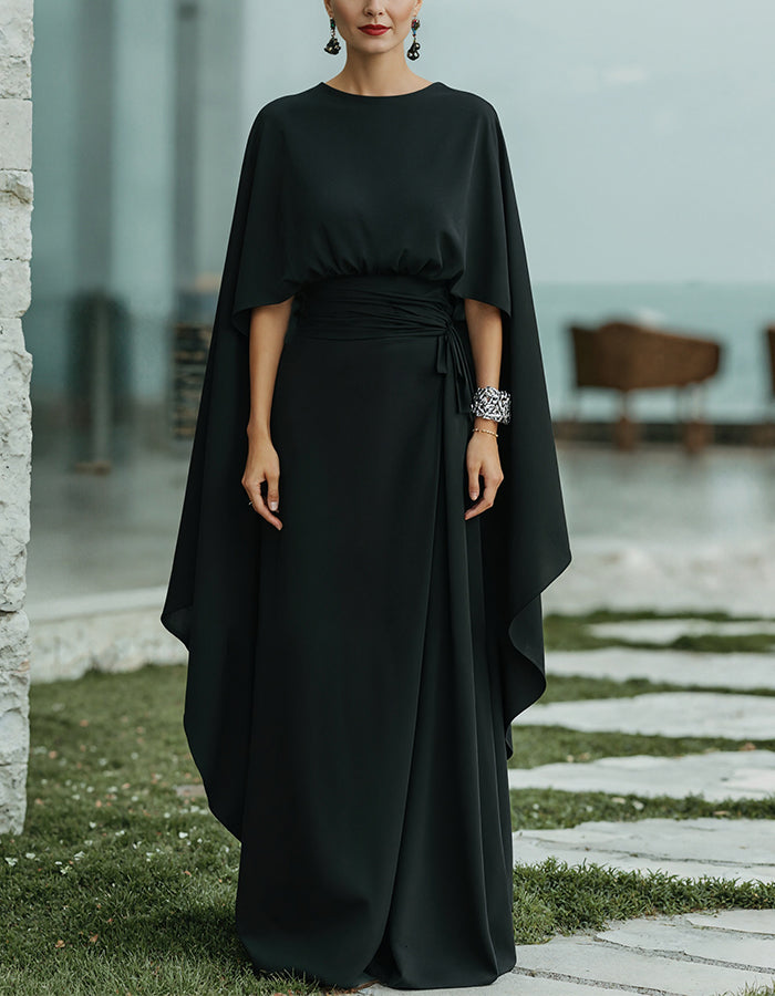 Vestido maxi de satén negro