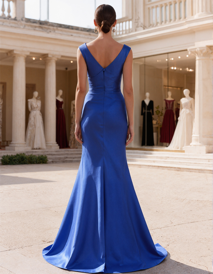 Satin Sleeveless Floral-Embellished Maxi Dress