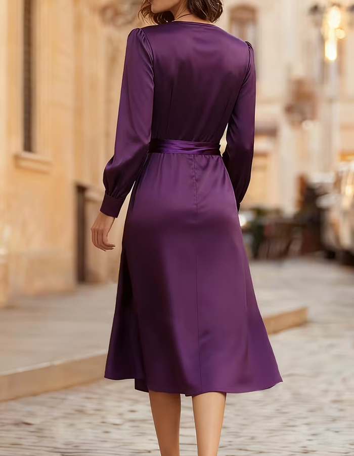 Robe midi en satin Deep Purple
