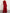 Abito lungo rosso in chiffon con scollo a V e maniche lunghe