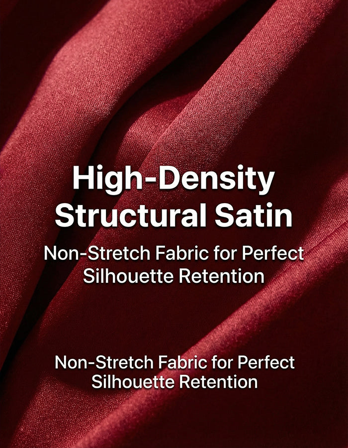 Burgundy Satin One-Shoulder Large Bow Maxi Dress
