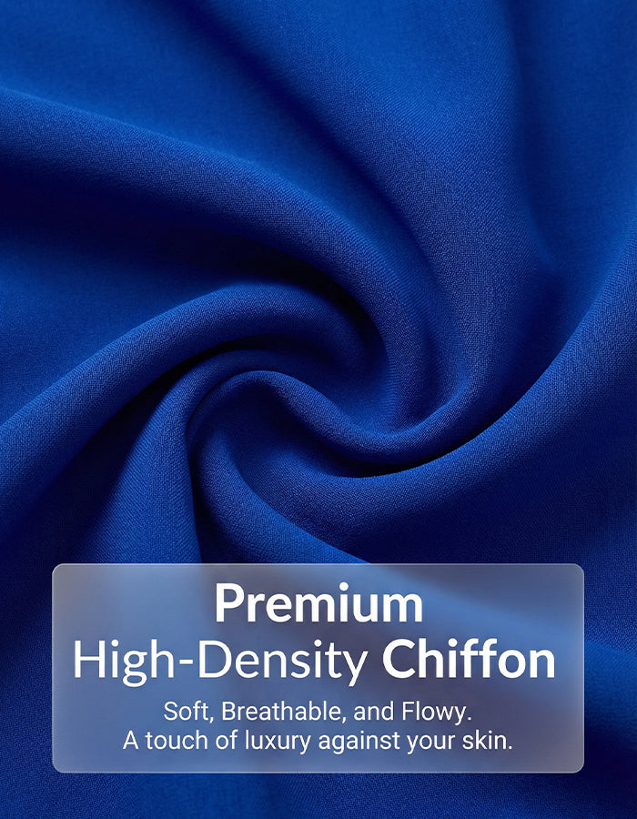 Maxikleid aus königsblauem Chiffon mit V-Ausschnitt