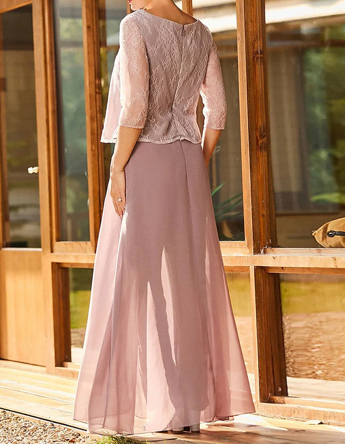 Jumpsuit van effen kleur, kant en chiffon