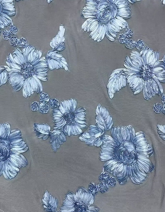 Vestido Maxi em Malha de Cor Sólida com Bordados, Um Ombro e Cauda de Peixe