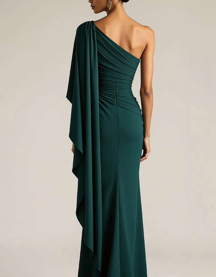 שמלת מקסי צמודה עם כתף אחת Draped