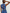Blau-weißes abstraktes Tupfenmuster Chiffon-Maxikleid