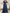 Marineblauwe chiffon maxi-jurk met V-hals  