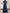 Marineblauwe chiffon maxi-jurk met V-hals  