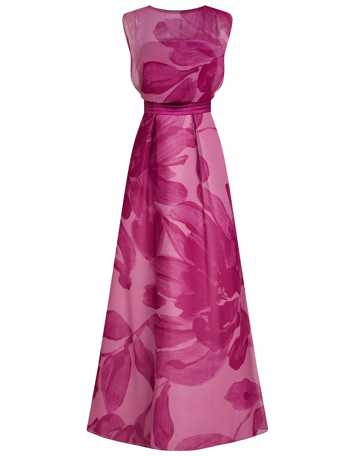 Rose Pink Chiffon Printed A-Line Maxi Dress