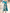 Robe midi en mousseline bleu sarcelle à motif floral aquarelle