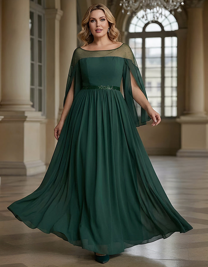 Grünes Maxikleid im Schal-Stil aus Chiffon  