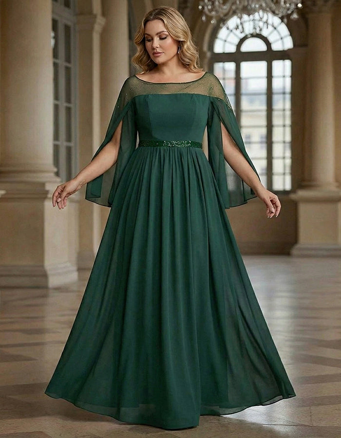 Grünes Maxikleid im Schal-Stil aus Chiffon  