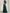 Robe longue en mousseline vert foncé à col drapé et taille cintrée