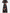 Black Chiffon Floral Print Fitted Waist Midi Dress