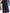 Abito lungo drappeggiato blu navy con scollo all'americana profondo a V e nodo