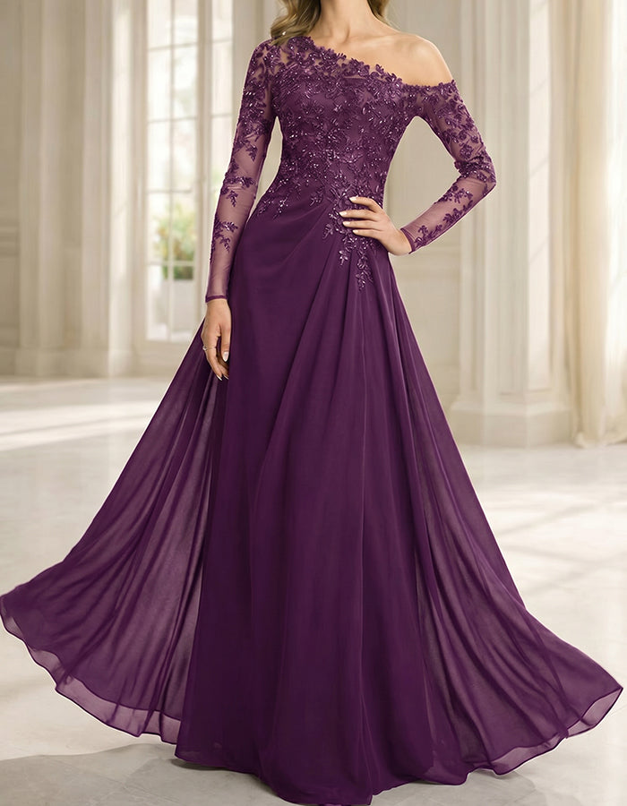 Asymmetric One-shoulder Evening Maxi Dress