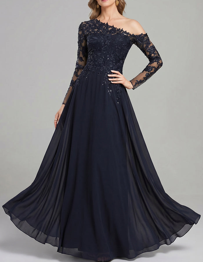 Asymmetric One-shoulder Evening Maxi Dress