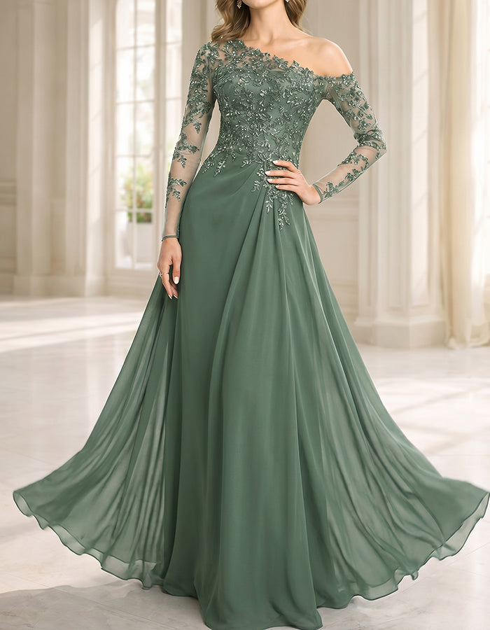Asymmetric One-shoulder Evening Maxi Dress