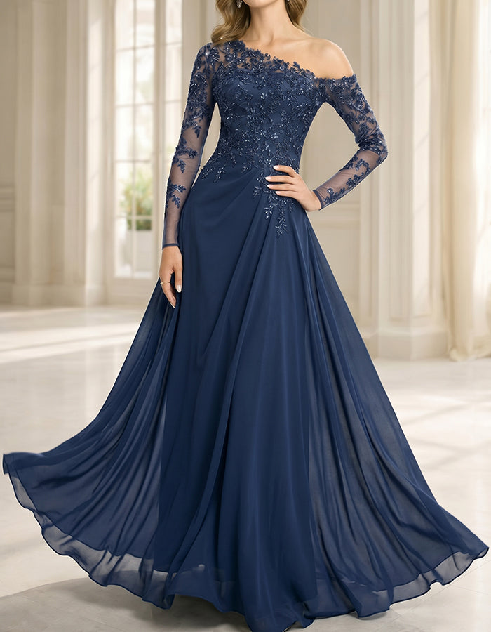 Asymmetric One-shoulder Evening Maxi Dress