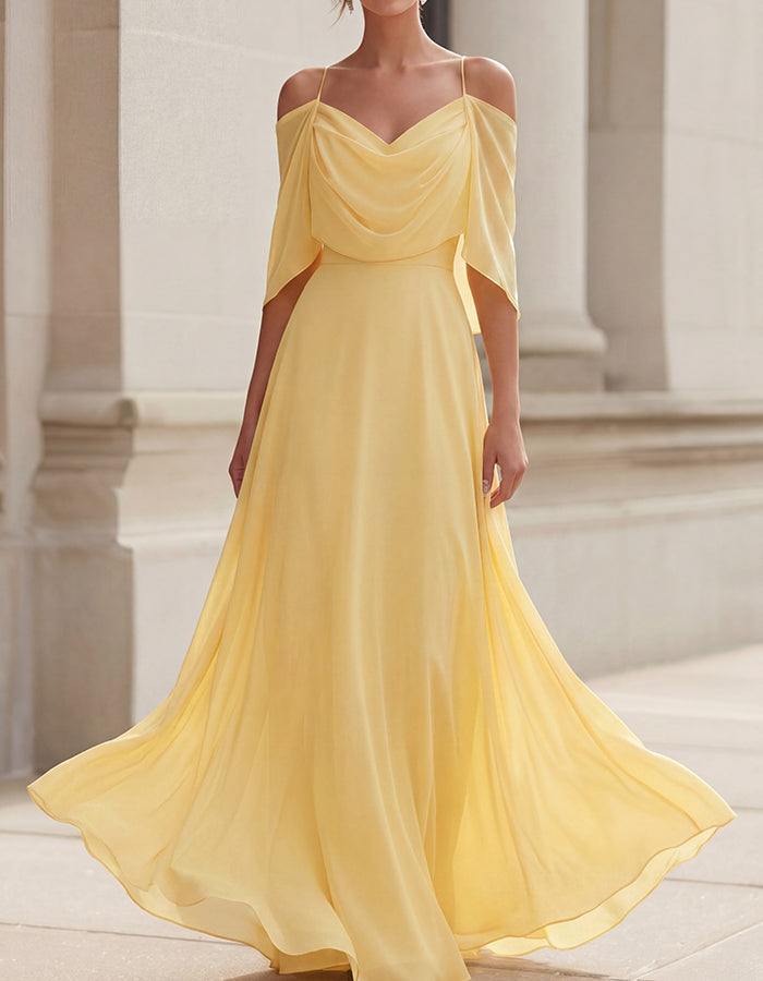 Blush Pink Strapless Sweetheart Draped Chiffon Maxi  Dress