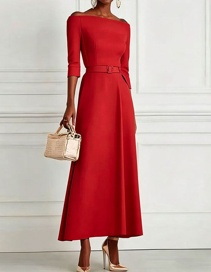 Vestido Midi Sin Hombros con Medias