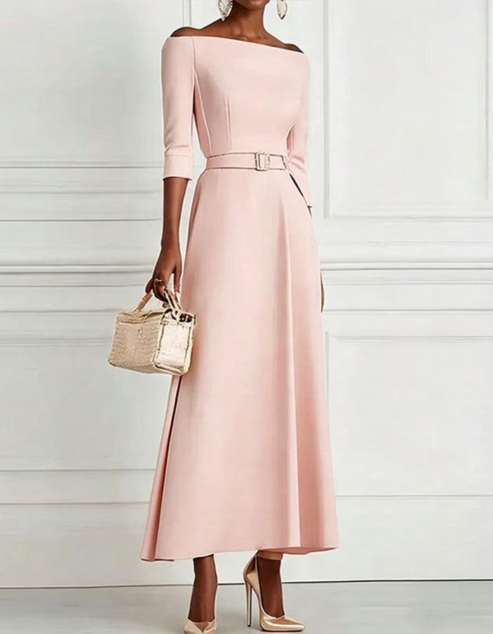 Vestido Midi Sin Hombros con Medias