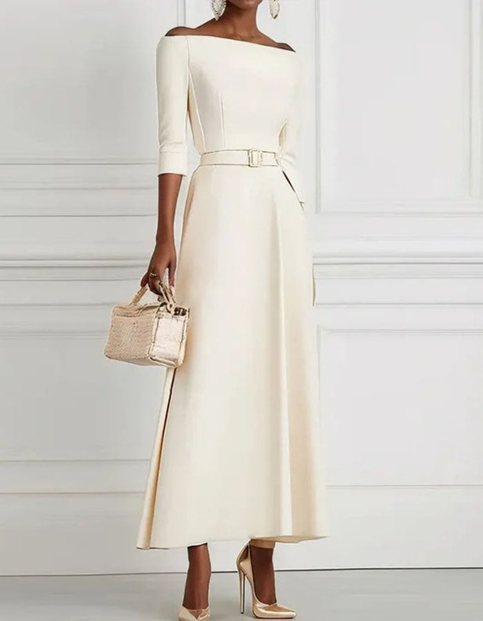 Off Shoulder Tights Midi Dress