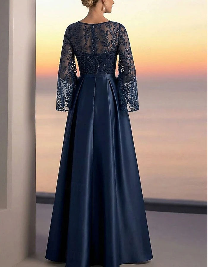 Effen Kleur Satijn Gouden Pailletten Maxi Jurk